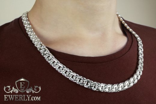 Thick men's chain "Bismarck" of sterling silver, фото