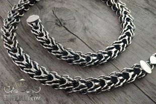 Мужская цепь из серебра "Аллигатор" с чернением, фото