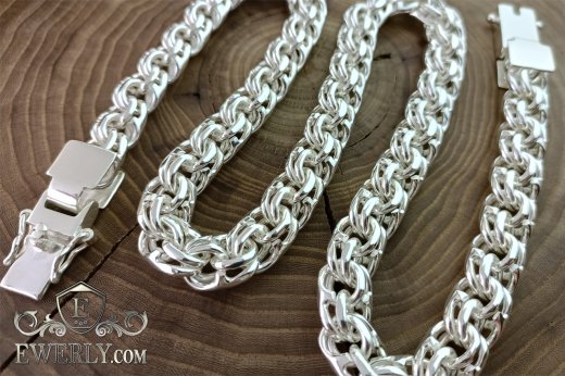 Men's silver chain "Bismarck" 200 grams, фото