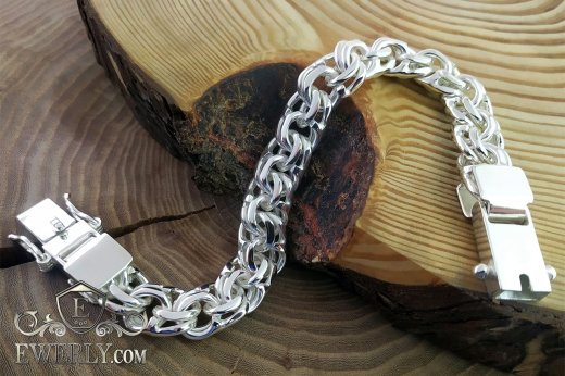 Thick bracelet "Bismarck" of silver for men, фото