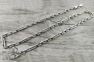 Комбинированная якорная цепочка из серебра, фото