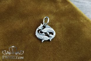 Подвеска Рыбы из серебра с чернением, фото