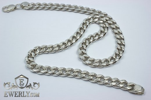 Thick chain "Carapace" of sterling silver for men, фото