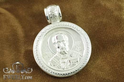 Ладанка - подвеска "Святой Николай Чудотворец" из серебра, фото
