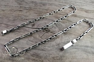 Мужской комбинированная якорная цепочка из серебра, фото