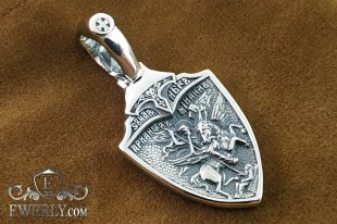 Подвеска - щит из серебра на шею, фото
