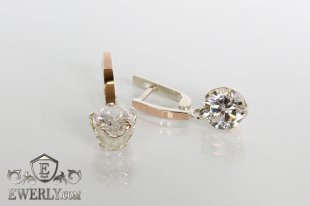 Женские серёжки из серебра с белыми камнями, фото