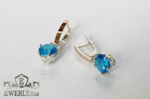 Женские серёжки из серебра с голубыми камнями, фото