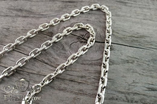 Мужская якорная цепь 100 грамм из серебра с гранями, фото