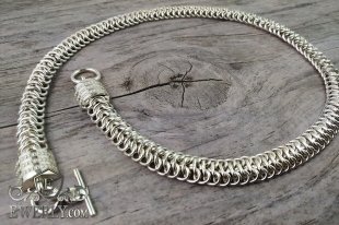 Мужская цепь из серебра Драконья чешуя, фото
