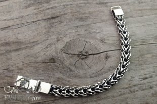 Мужской браслет из серебра "Аллигатор" с чернением, фото