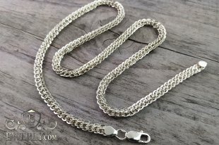 Серебряная цепочка 65 см - плетение Молния, фото